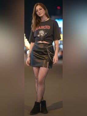EG.Chris.G Black Faux Leather Miniskirt Size Large NWT